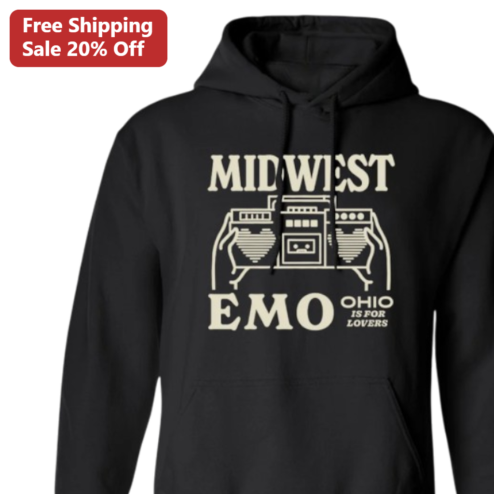 Midwest Emo Ohio Is For Lovers Hoodie, Retro Indie Rock Music Graphic Sweatshirt for Emo Fans