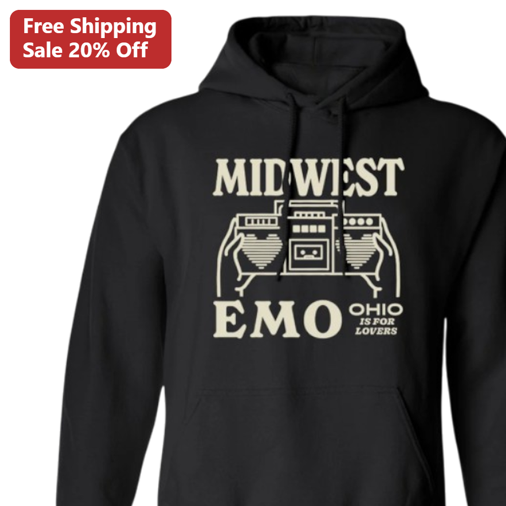 Midwest Emo Ohio Is For Lovers Hoodie, Retro Indie Rock Music Graphic Sweatshirt for Emo Fans