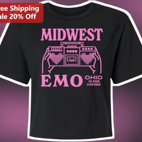 Midwest Emo Ohio Is For Lovers Tee Retro Boombox Heart Graphic Shirt