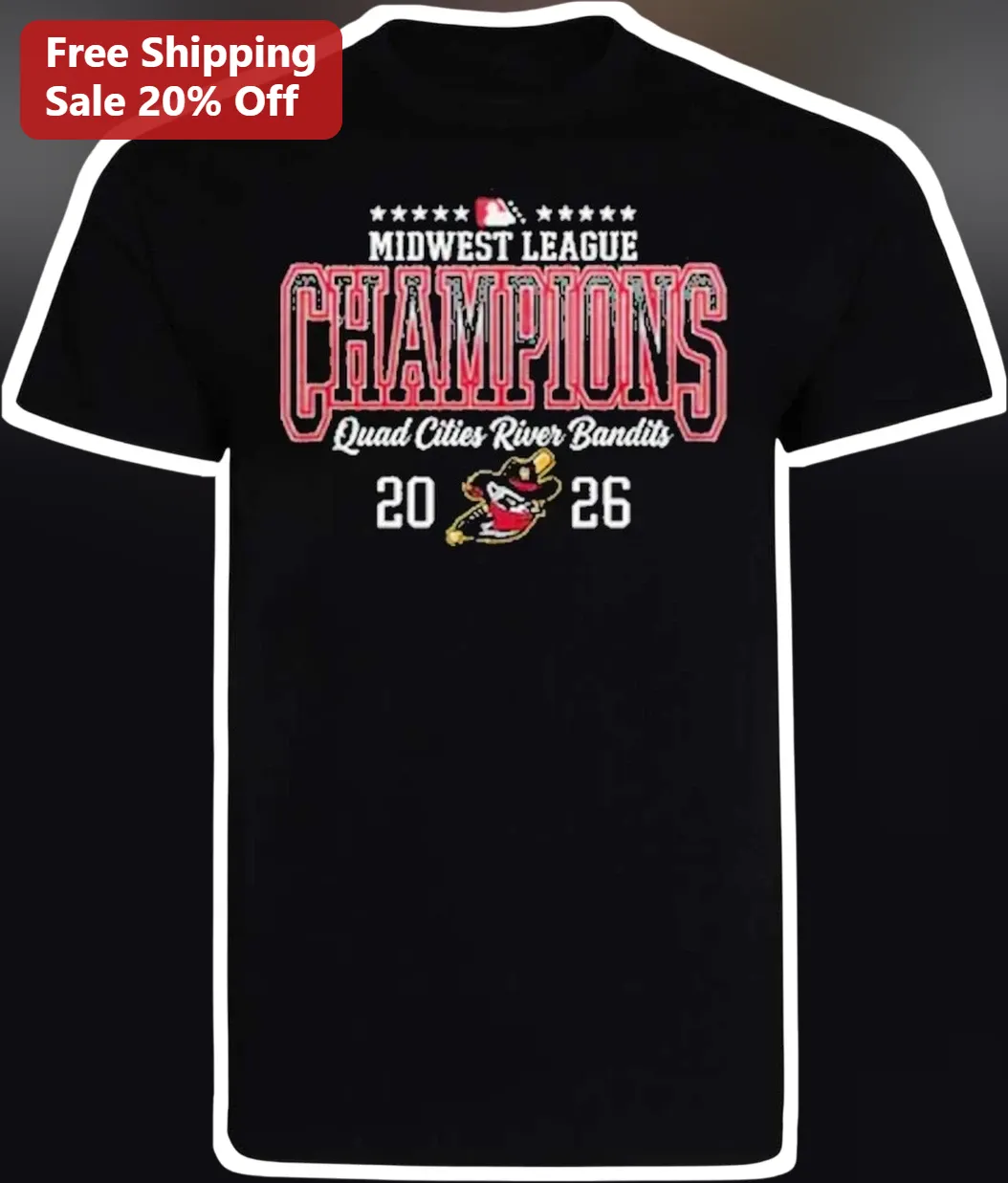 Midwest League Champions Quad Cities River Bandits Tee Vintage Baseball Championship Shirt