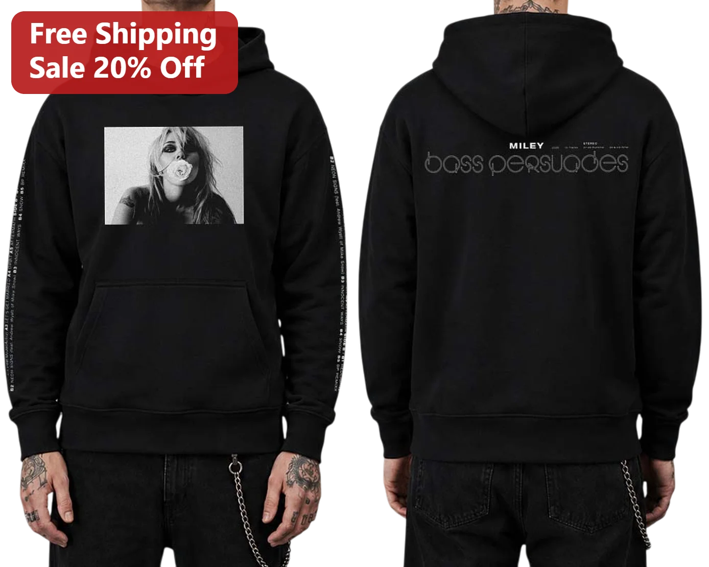 Miley Cyrus Bass Persuades Hoodie New Single Album Release Fan Merch