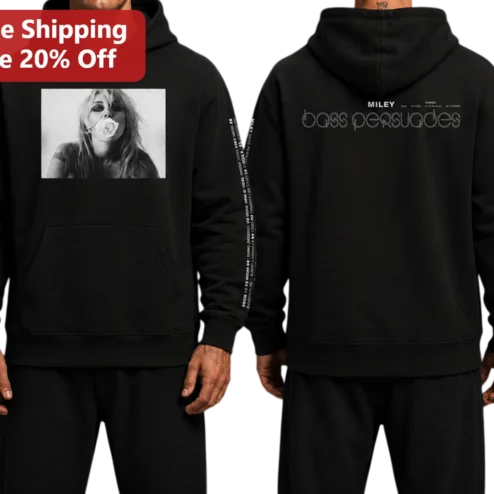 Miley Cyrus Bass Persuades Hoodie Y2K Streetwear Music Merch Pullover