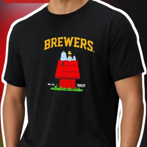 Milwaukee Brewers Snoopy Graphic Tee Retro Baseball Fan Shirt