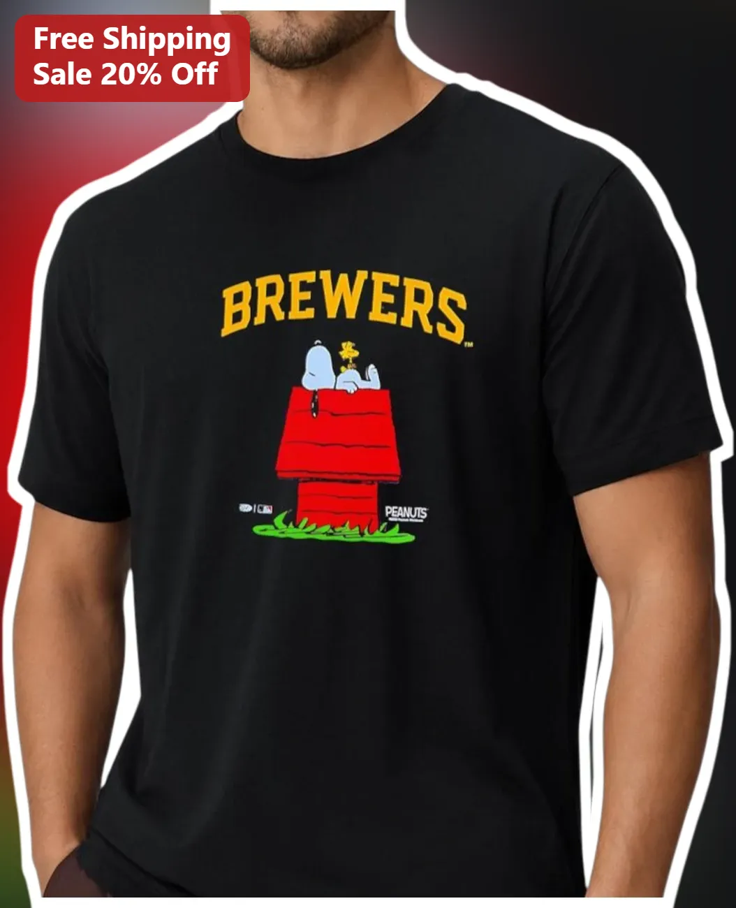 Milwaukee Brewers Snoopy Graphic Tee Retro Baseball Fan Shirt