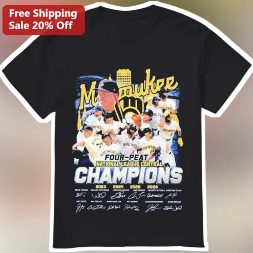 Milwaukee Four-Peat National League Central Champions Tee Baseball Fan Gift