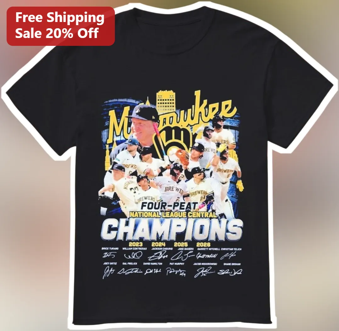 Milwaukee Four-Peat National League Central Champions Tee Baseball Fan Gift
