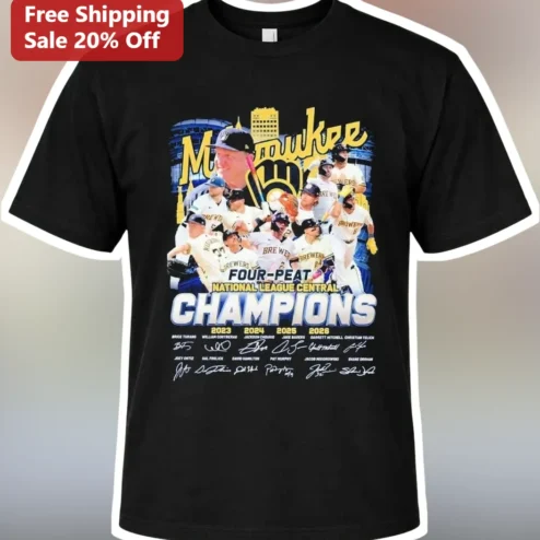 Milwaukee Four-Peat National League Central Champions Tee First Ever Division Title Baseball Fan Gift