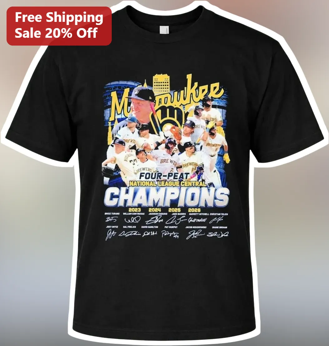 Milwaukee Four-Peat National League Central Champions Tee First Ever Division Title Baseball Fan Gift