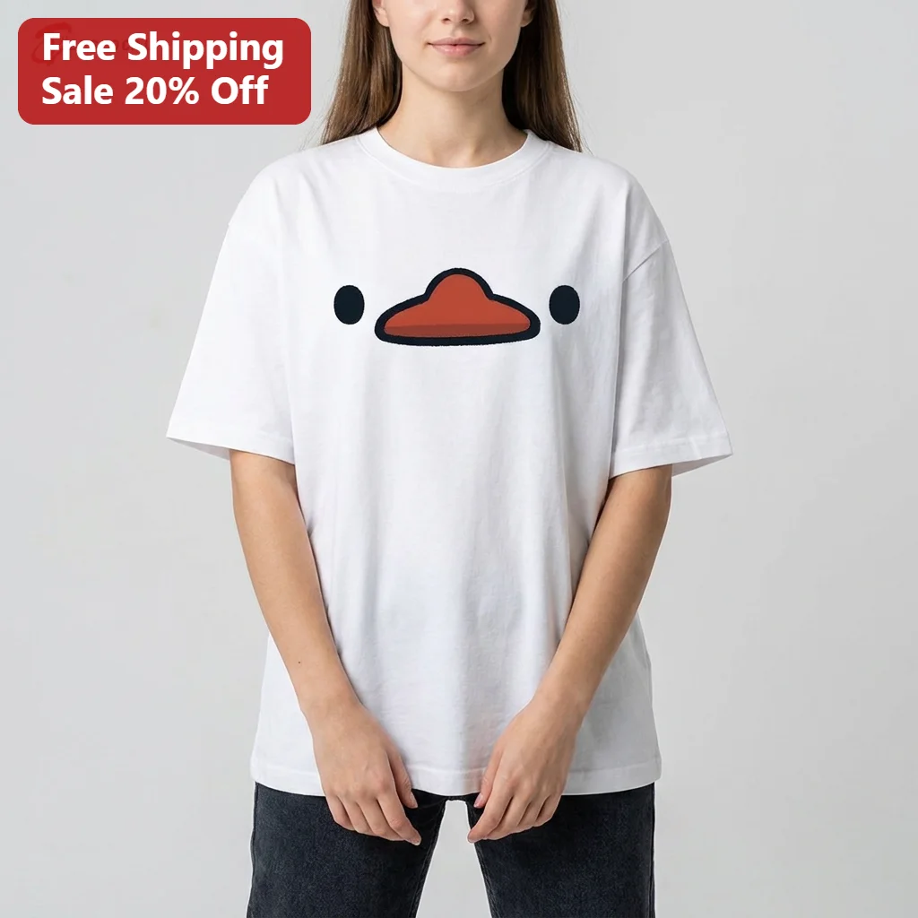 Minimalist Duck Face Cartoon Tee Cute Kawaii Animal Graphic Shirt Gift for Duck Lovers