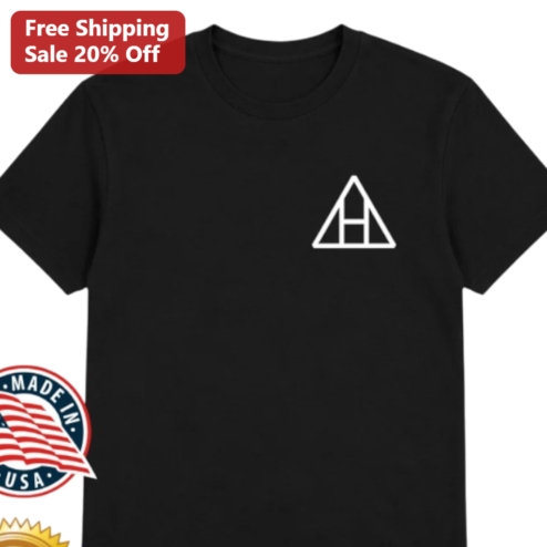 Minimalist Triangle Logo Tee, Geometric Symbol Left Chest Graphic T-Shirt, Modern Minimalist Streetwear Shirt
