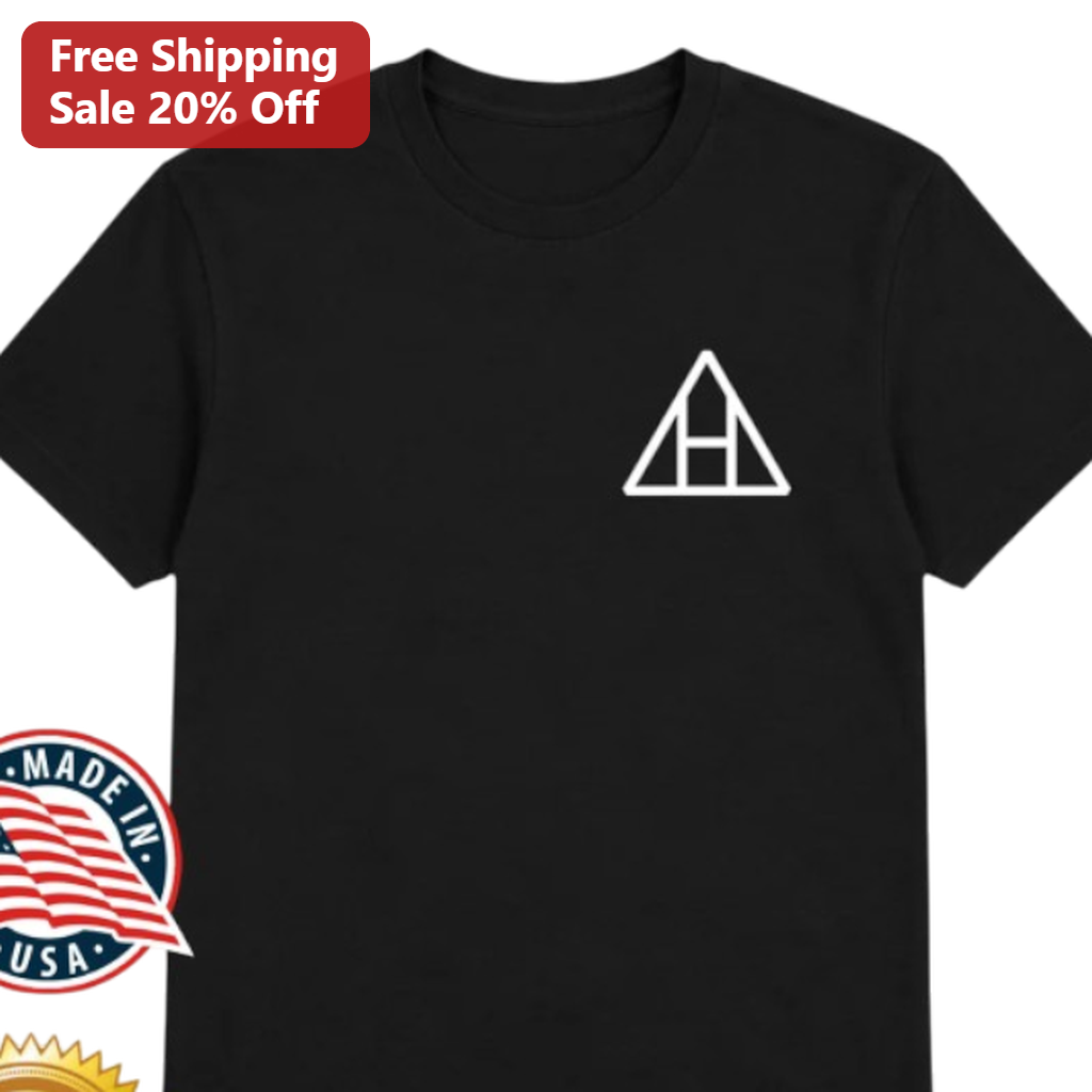 Minimalist Triangle Logo Tee, Geometric Symbol Left Chest Graphic T-Shirt, Modern Minimalist Streetwear Shirt