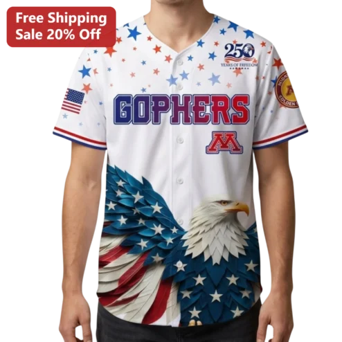 Minnesota Golden Gophers Years of Freedom Jersey America Patriotic Baseball Shirt