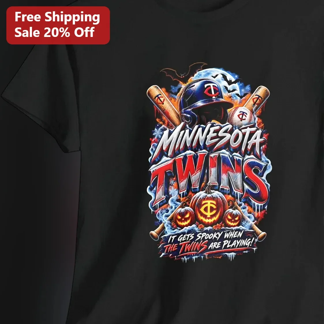 Minnesota Twins It Gets Spooky When The Twins Are Playing Halloween Graphic Tee