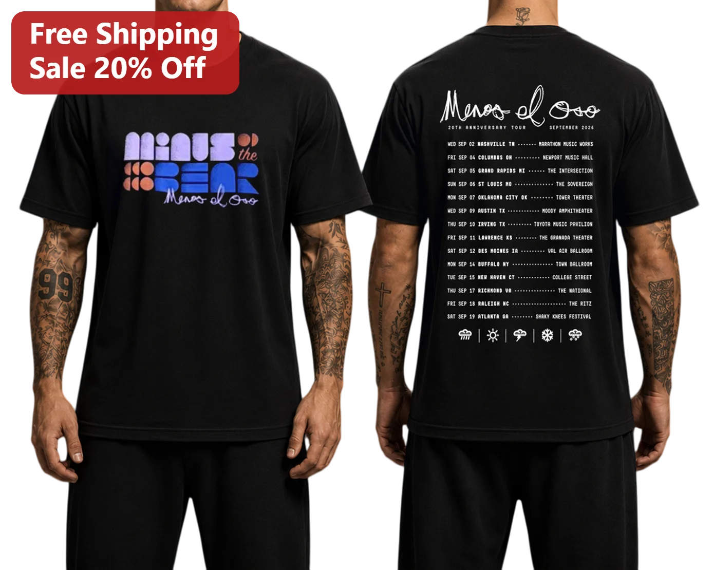 Minus the Bear Menos el Oso 20th Anniversary Tour Graphic Tee