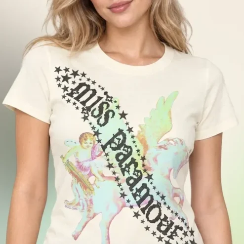 Miss Paramour Tee Sash Design Pastel Fantasy Graphic Shirt for Women