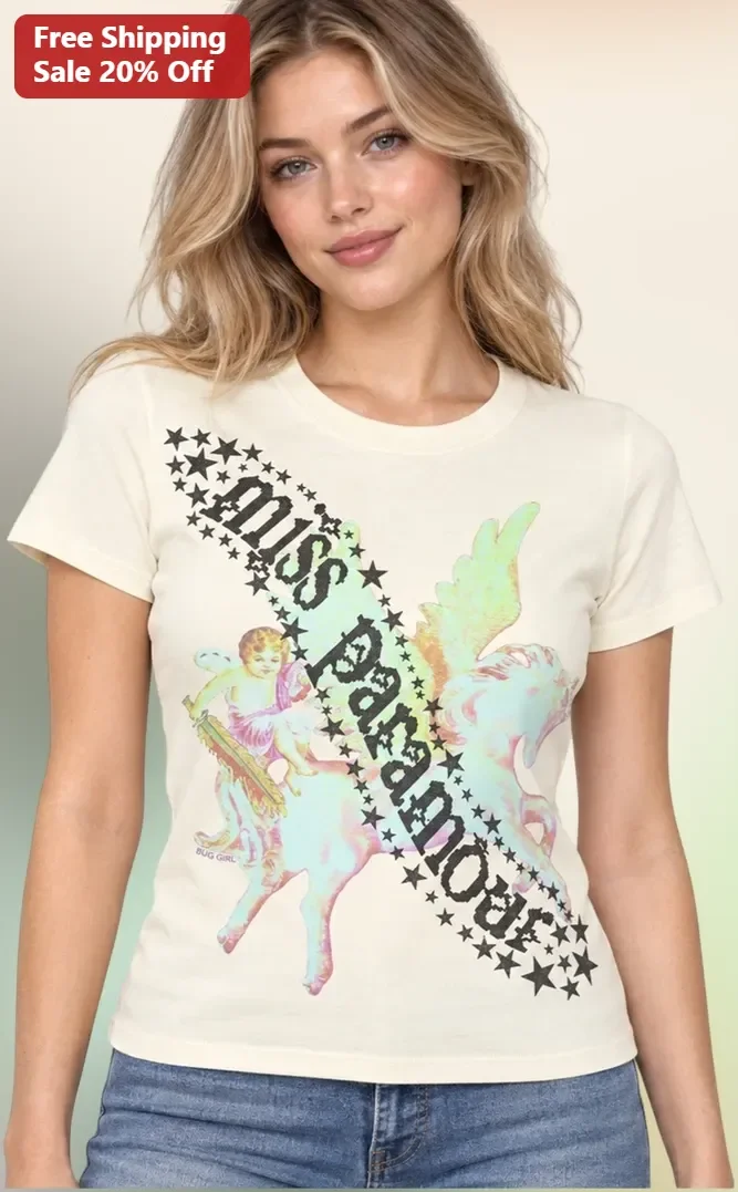 Miss Paramour Tee Sash Design Pastel Fantasy Graphic Shirt for Women