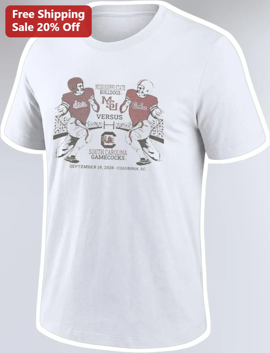 Mississippi State Bulldogs vs South Carolina Gamecocks Vintage Rivalry Tee