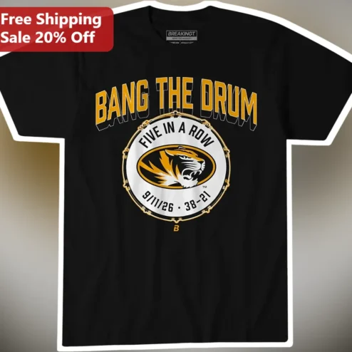 Missouri Tigers Bang The Drum Five In A Row Graphic Tee
