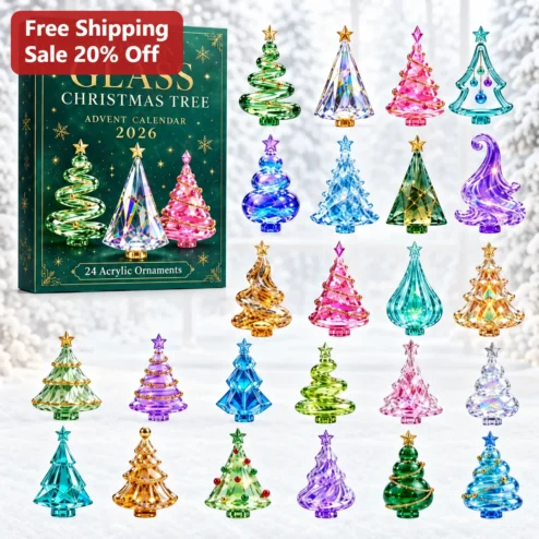 Modern Glass Christmas Tree Ornament Advent Calendar 2026 Geometric Acrylic Holiday Decor