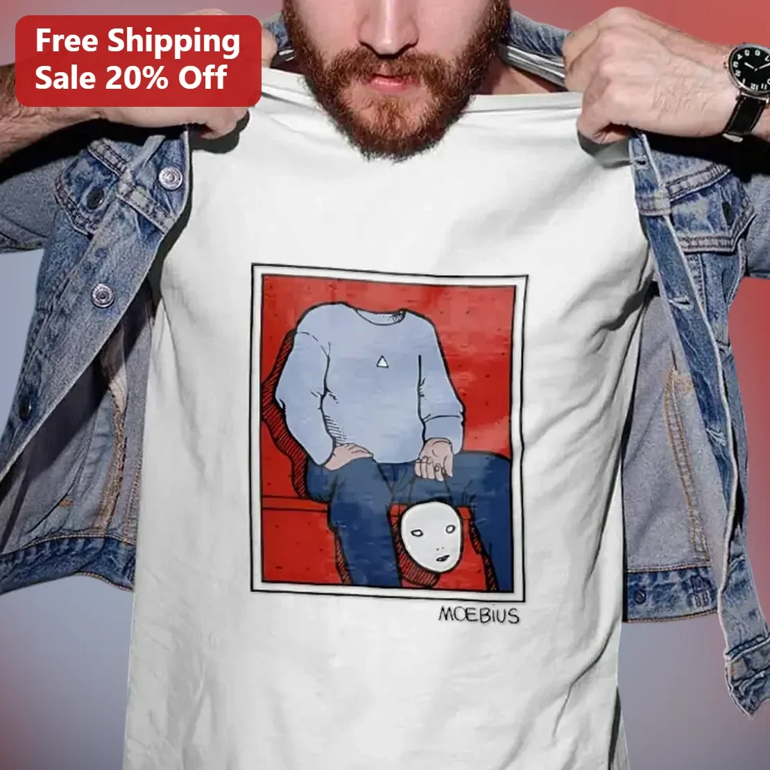 MOEBIUS Tee Surreal Comic Art Graphic T-Shirt for Men Women Vintage Sci-Fi Style