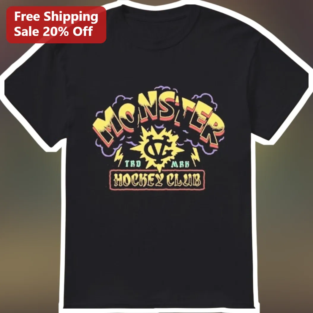 Monster Hockey Club Tee Retro Vintage Sports Graphic Shirt Ice Hockey Fan Apparel Gift