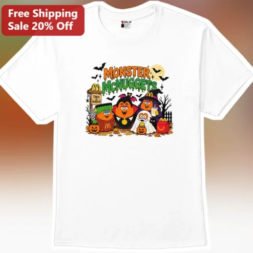 Monster McNuggets Halloween Graphic Tee Vintage 90s Spooky Chicken Nugget Shirt