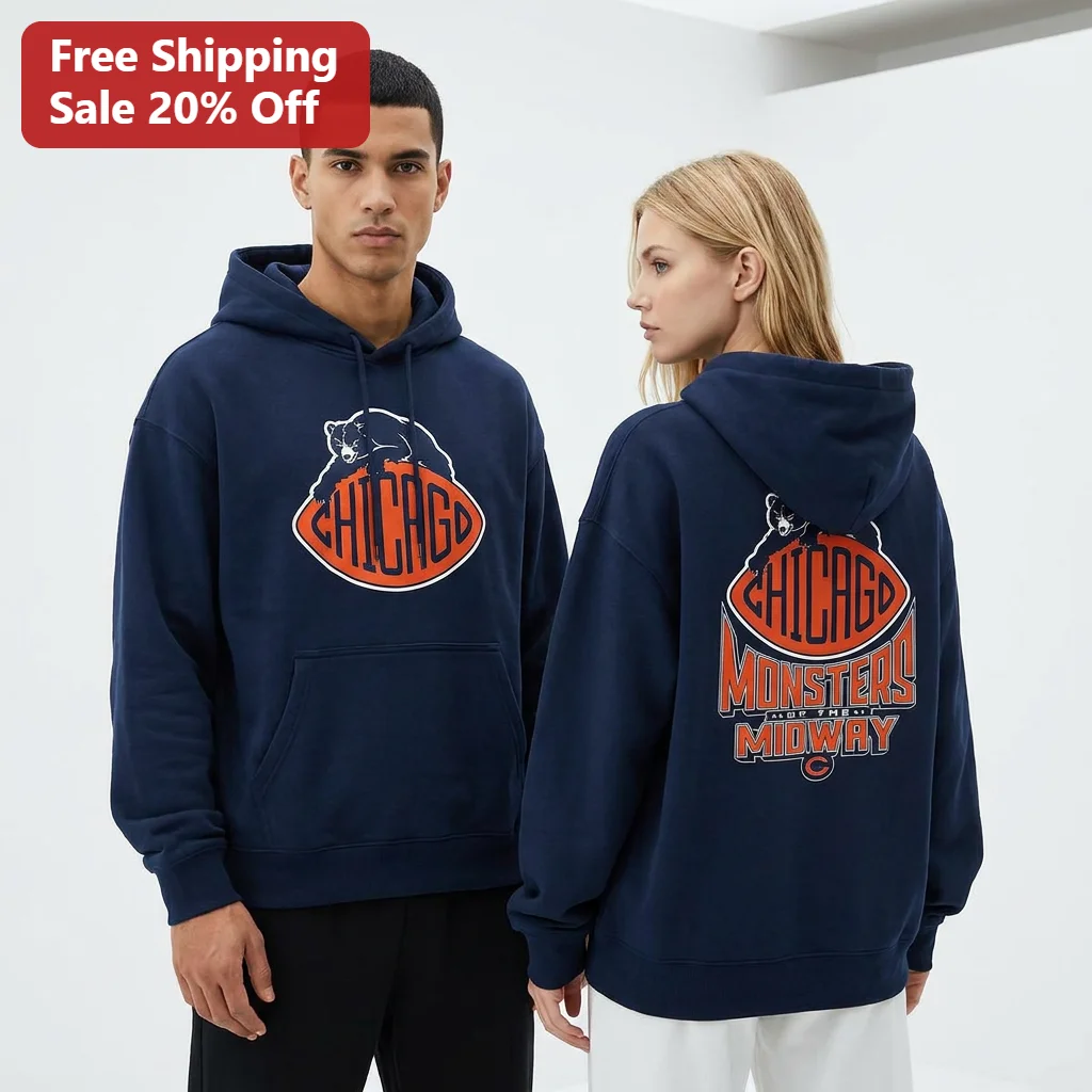 Monsters of the Midway Chicago Bears Hoodie, Custom Name Football Fan Gift for Men Women