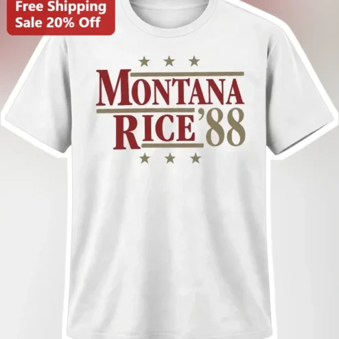 Montana Rice '88 Retro Football Legends Tee San Francisco 49ers Style Gift