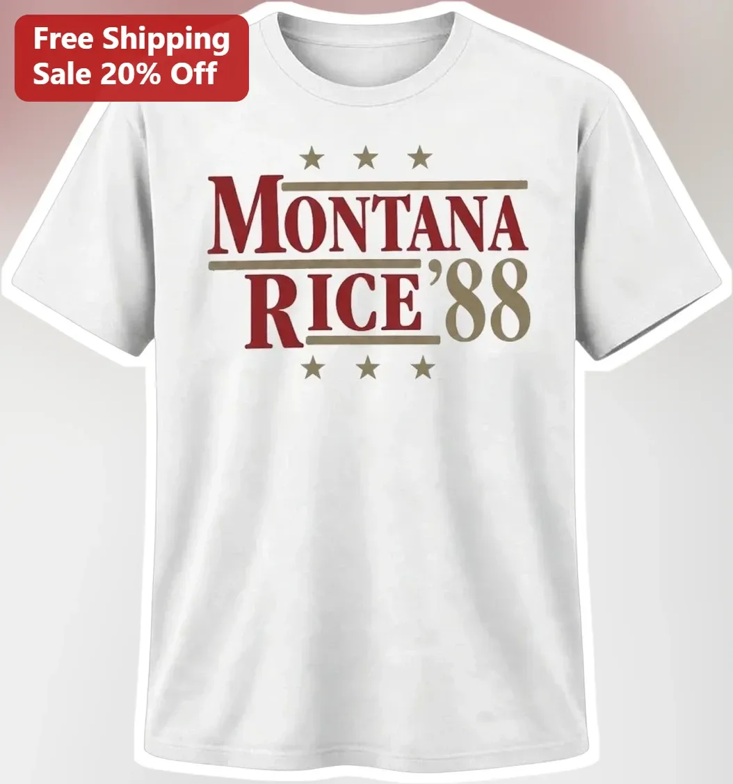 Montana Rice '88 Retro Football Legends Tee San Francisco 49ers Style Gift