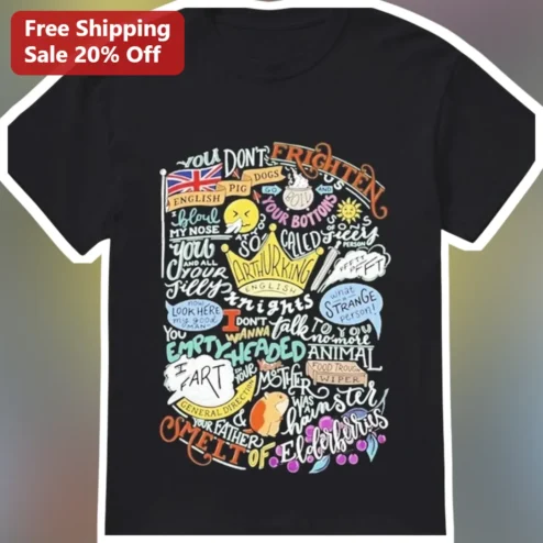 Monty Python and the Holy Grail Tee British Comedy Movie Quote Graphic Shirt for Fans