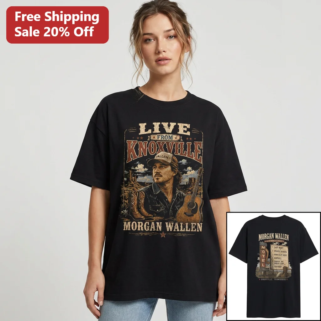 Morgan Wallen Live From Knoxville Lonely Motel Vintage Graphic Tee, Whiskey Glasses Country Concert Tour Shirt
