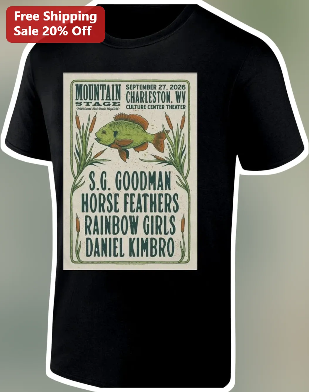 Mountain Stage S.G. Goodman Horse Feathers Rainbow Girls Daniel Kimbro Vintage Folk Concert Graphic Tee