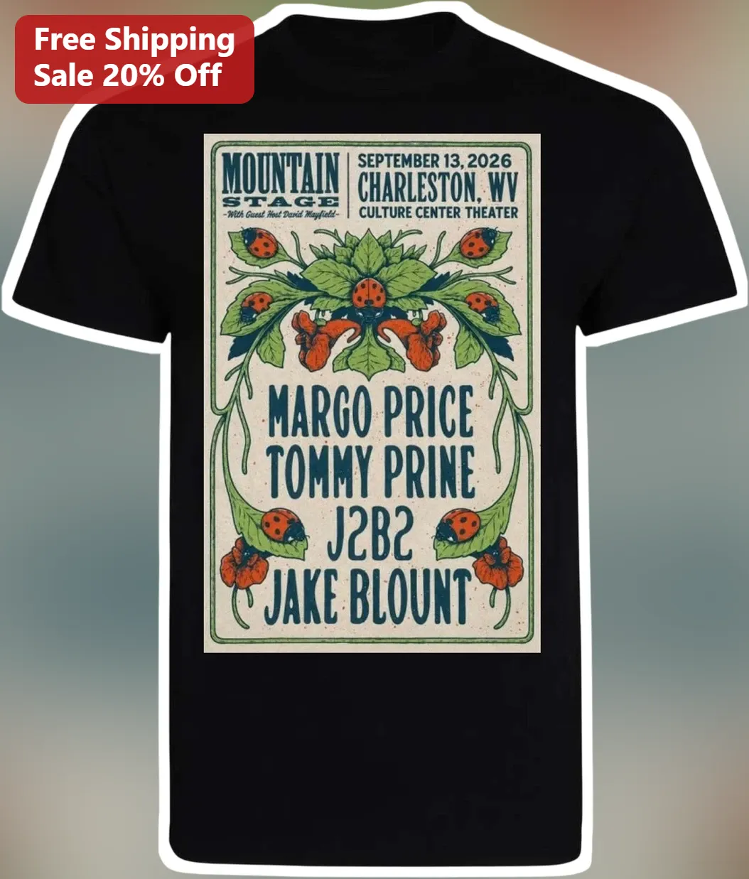 Mountain Stage Tee Vintage Concert Poster Graphic Shirt for Music Fans
