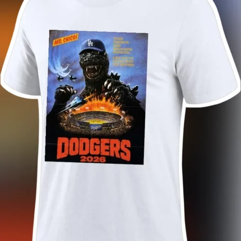 Mr. Chico Dodgers 2026 Vintage Horror Baseball Monster Graphic Tee
