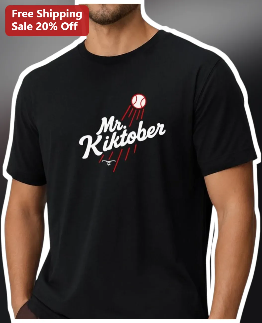 Mr. Kiktober Tee Funny Baseball Name Pun Vintage Style Graphic Shirt for Men October Birthday Gift
