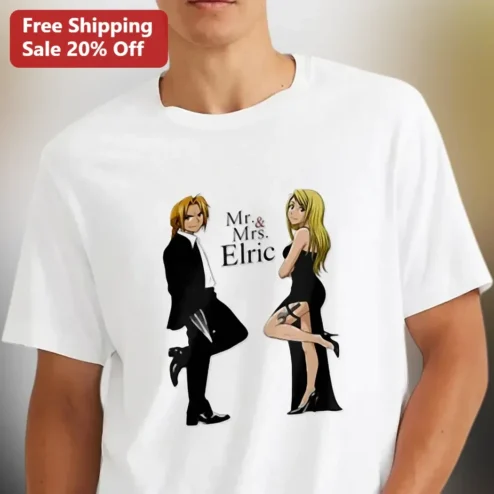 Mr. Mrs. Elric Tee Edward and Winry Fullmetal Alchemist Couple Shirt
