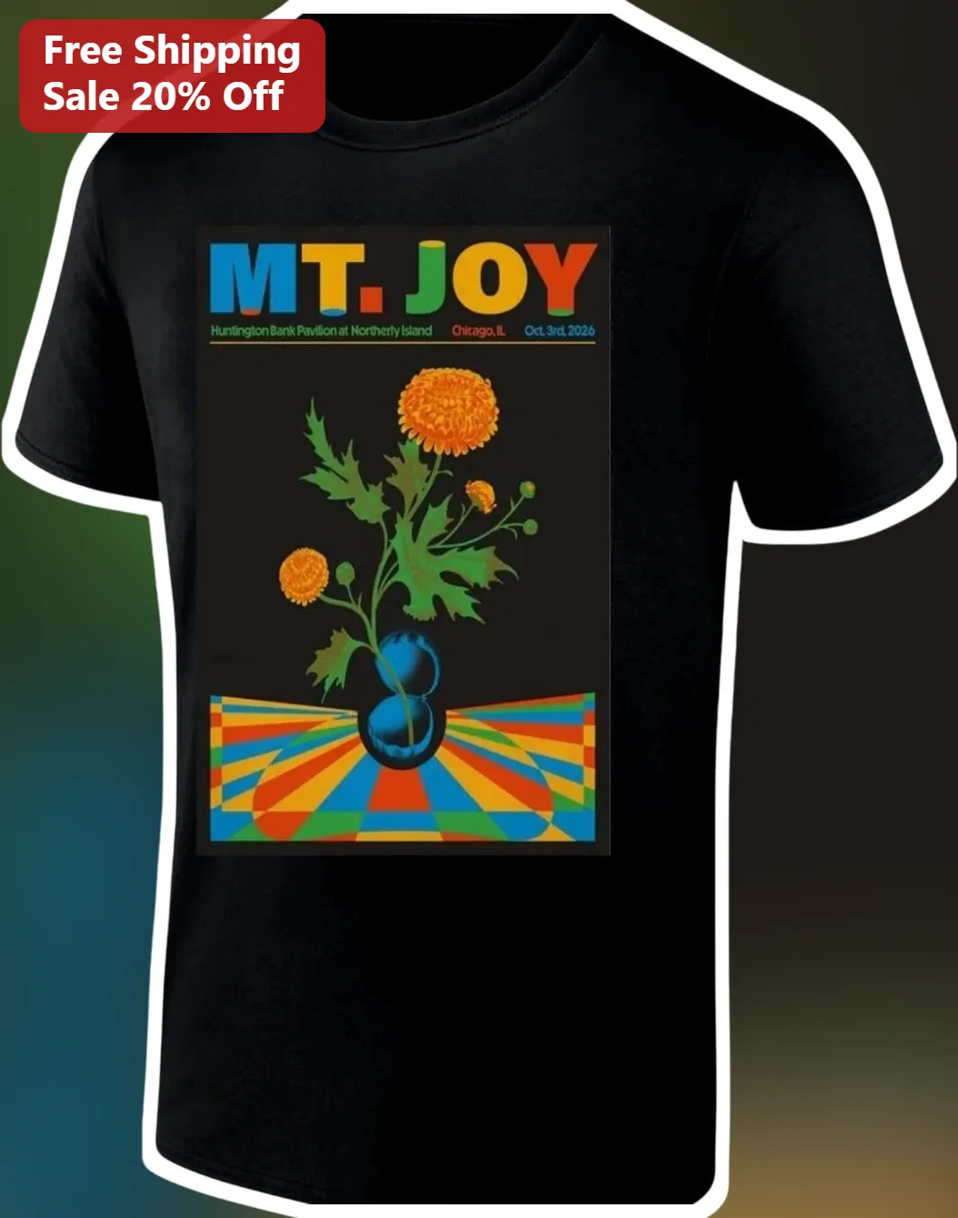 MT. JOY Tee Retro Psychedelic Concert Poster Graphic Shirt for Music Fans