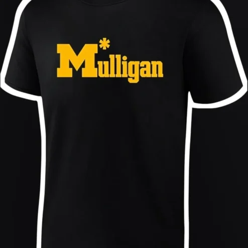 Mulligan Golf Tee Black Collegiate Varsity Style Shirt for Golfer Gift