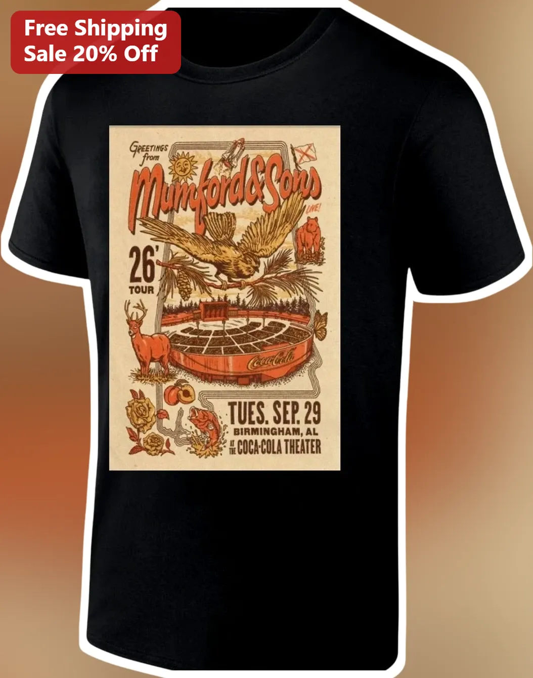 Mumford Sons Greetings From 26 Tour Tee Vintage Folk Rock Band Merch Graphic Shirt