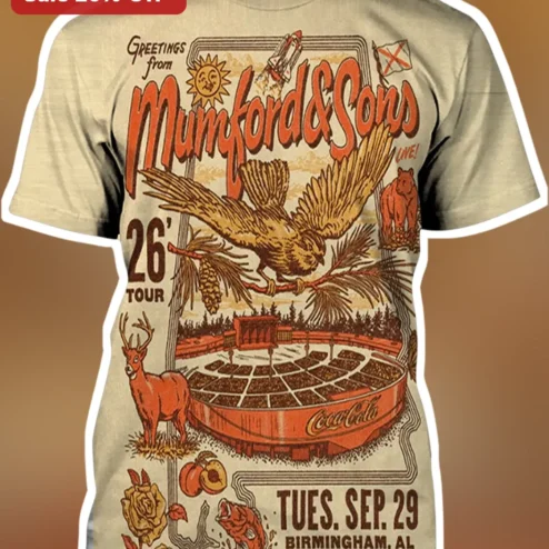 Mumford Sons Greetings From 26 Tour Vintage Style Graphic Tee