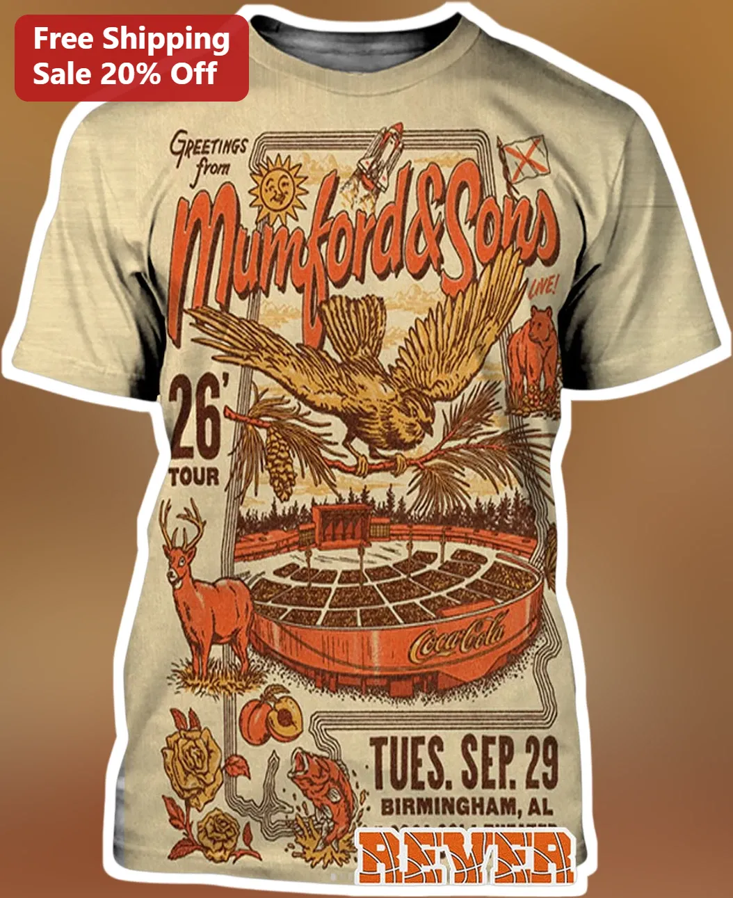 Mumford Sons Greetings From 26 Tour Vintage Style Graphic Tee
