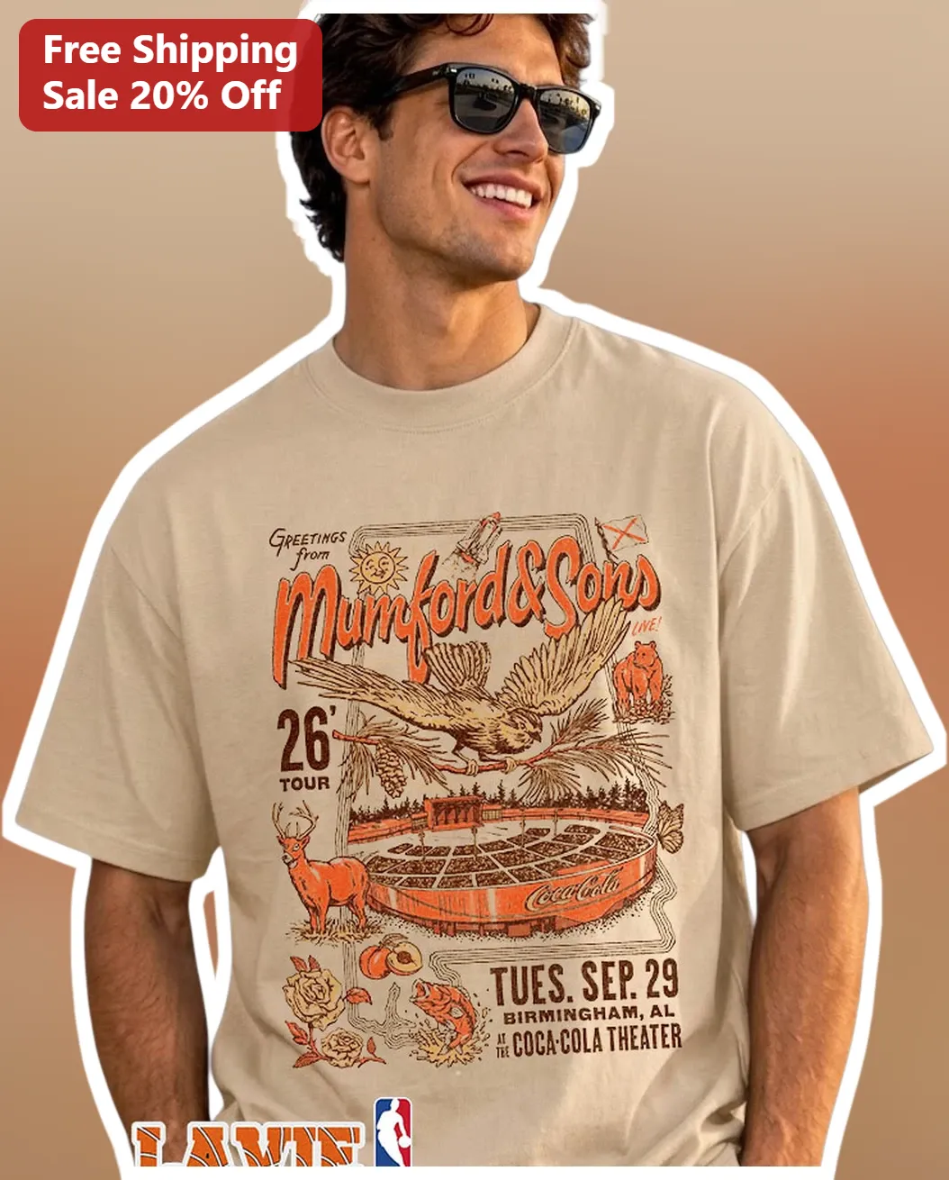 Mumford Sons Greetings From Birmingham Coca-Cola Theater Vintage Tour Tee