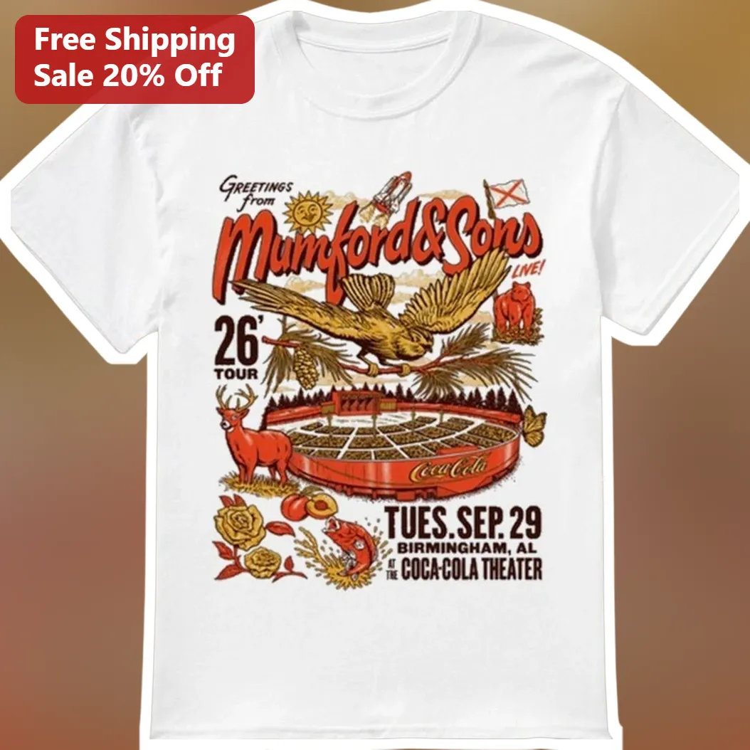 Mumford Sons Greetings Live! 26 Tour Tee Vintage Folk Rock Band Shirt