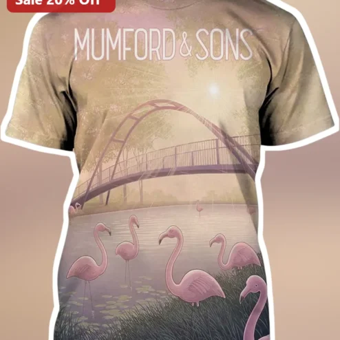 Mumford Sons Vintage Flamingo Landscape Graphic Tee Surreal Band Merch Gift