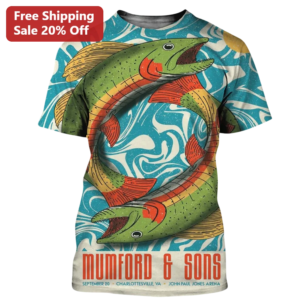 Mumford Sons Vintage Rainbow Trout Graphic Tee Folk Rock Band Merch Gift