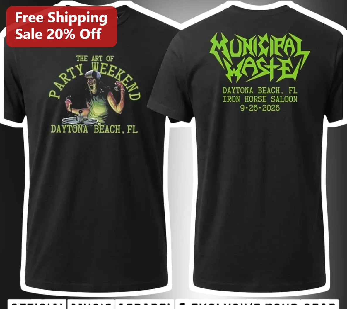 Municipal Waste The Art of Party Weekend Graphic Tee Crossover Thrash Band Merch