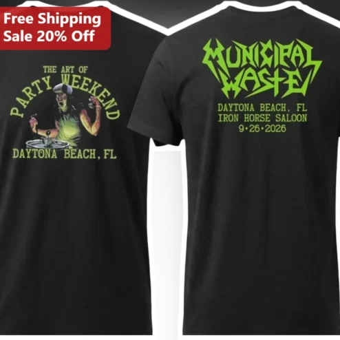 Municipal Waste The Art Of Party Weekend Graphic Tee Crossover Thrash Metal Band Merch