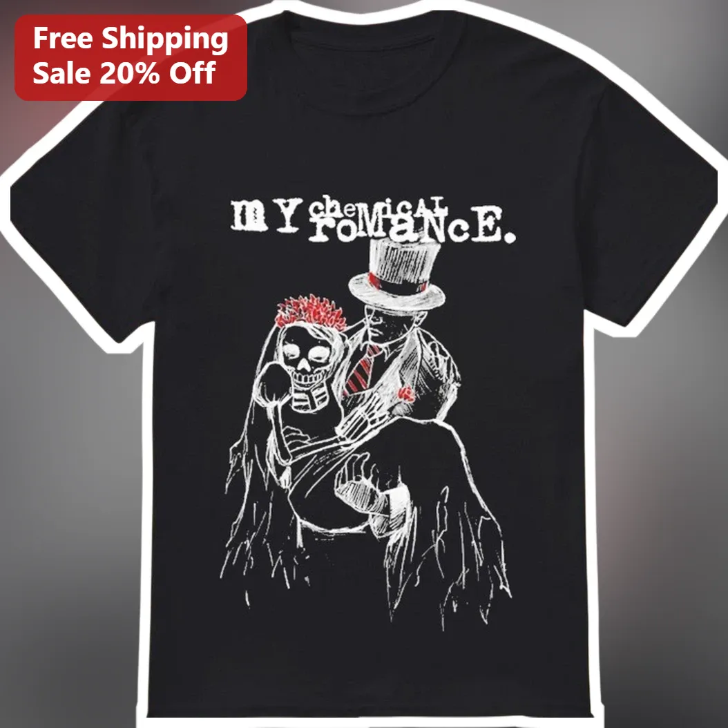 My Chemical Romance Skeleton Wedding Graphic Tee Black Parade Emo Gothic Band Merch Shirt