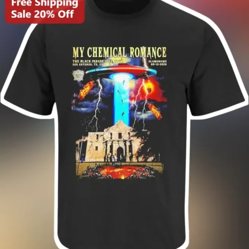 My Chemical Romance The Black Parade 2026 Tour Tee Alien Abduction Alamo Graphic Shirt