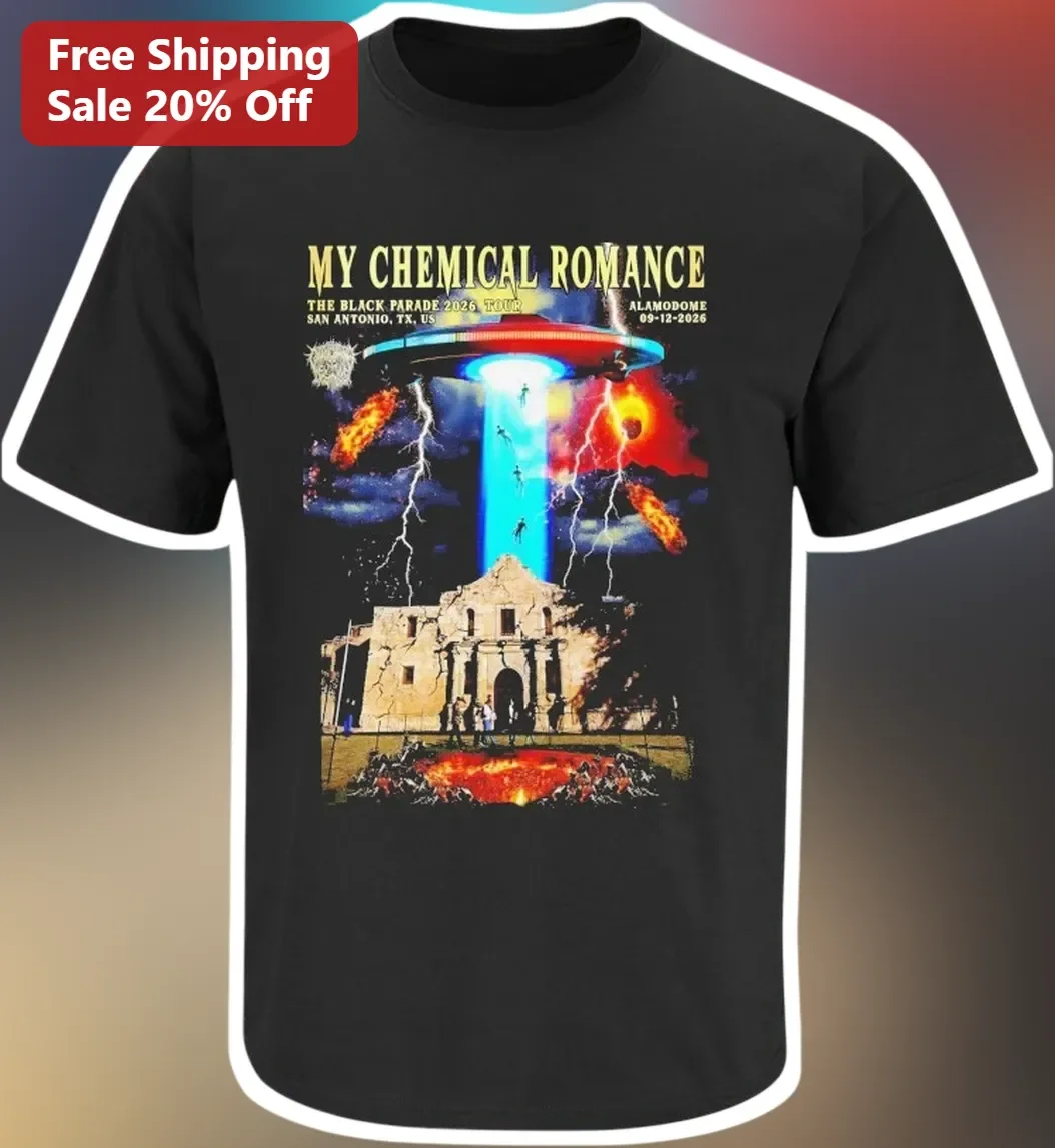 My Chemical Romance The Black Parade 2026 Tour Tee Alien Abduction Alamo Graphic Shirt